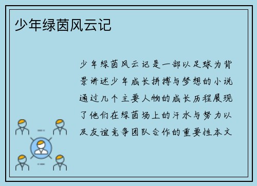 少年绿茵风云记