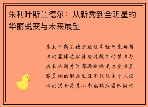 朱利叶斯兰德尔：从新秀到全明星的华丽蜕变与未来展望
