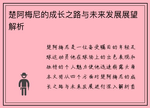 楚阿梅尼的成长之路与未来发展展望解析